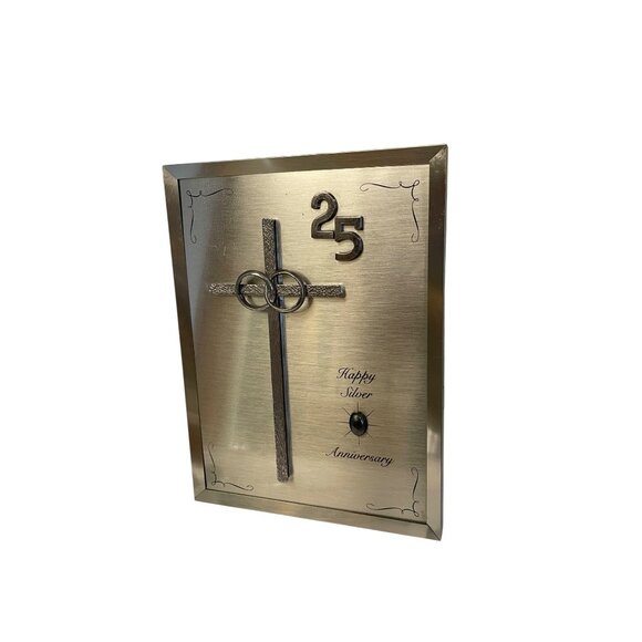 Furtado 25th Happy Silver Anniversary Musical Frame With Cross Giveaways Gray Me - Picture 3 of 16